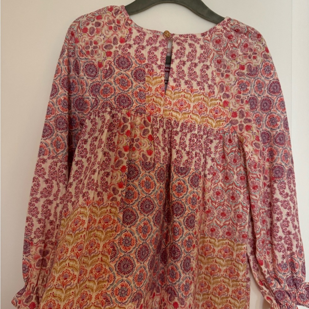 zara multi color cotton dress w ruffle wrist